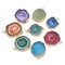 5 Pieces Natural Agate Sheet Pendants Irregular Round Mixed Color Gemstone Stone Pendants Charms Pendants for Necklace Bracelet Jewelry Making